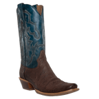 CORRAL BOOTS Boots Corral Men's Brown/Navy Blue Ostrich Embroidery Horseman Toe Western Boots A4402