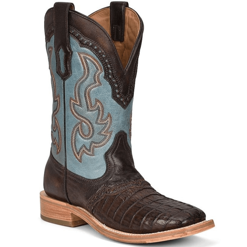 CORRAL BOOTS Boots Corral Men's Caiman Print Overlay & Embroidery Western Boots A4286