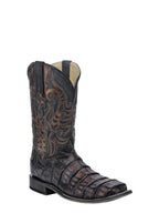 CORRAL BOOTS Boots Corral Men's Chocolate Caiman Embroidery & Overlay Western Boots 4774