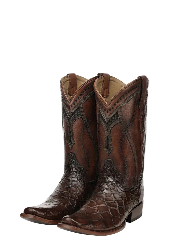 CORRAL BOOTS Boots Corral Men's Honey Brown Alligator Inlay Exotic Cowboy Boots A5105