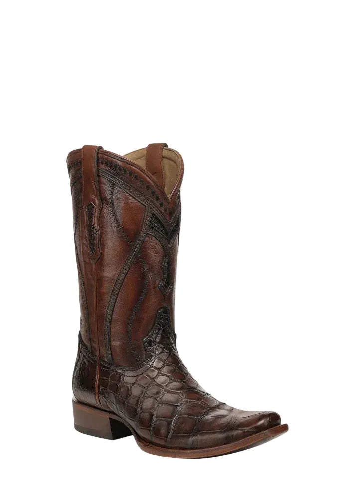 CORRAL BOOTS Boots Corral Men's Honey Brown Alligator Inlay Exotic Cowboy Boots A5105