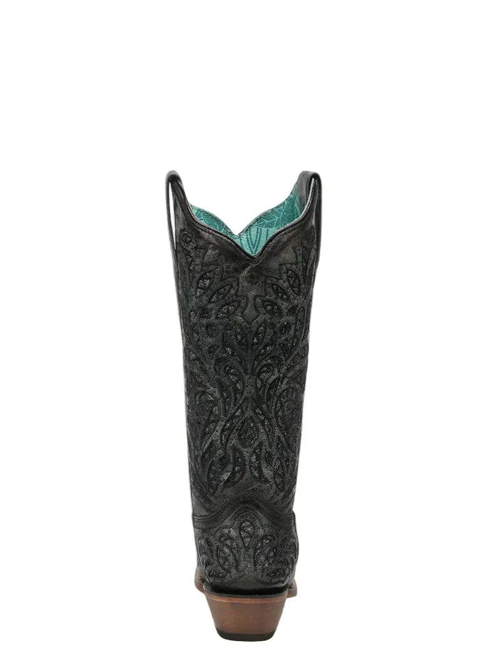 CORRAL BOOTS Boots Corral Women's Black Glitter Inlay and Embroidered Western Boot A5095
