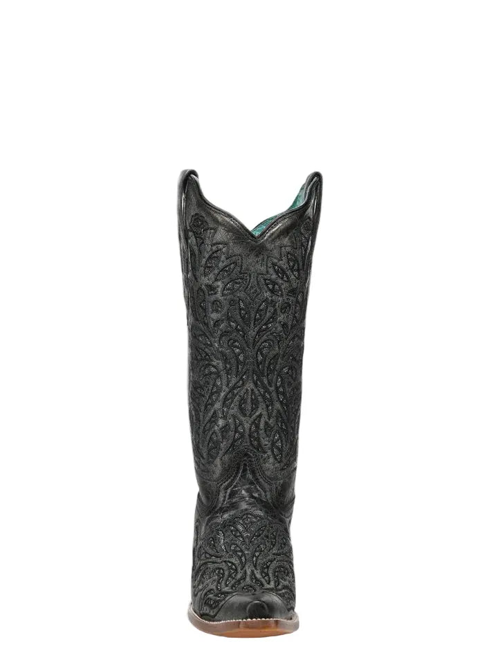 CORRAL BOOTS Boots Corral Women's Black Glitter Inlay and Embroidered Western Boot A5095
