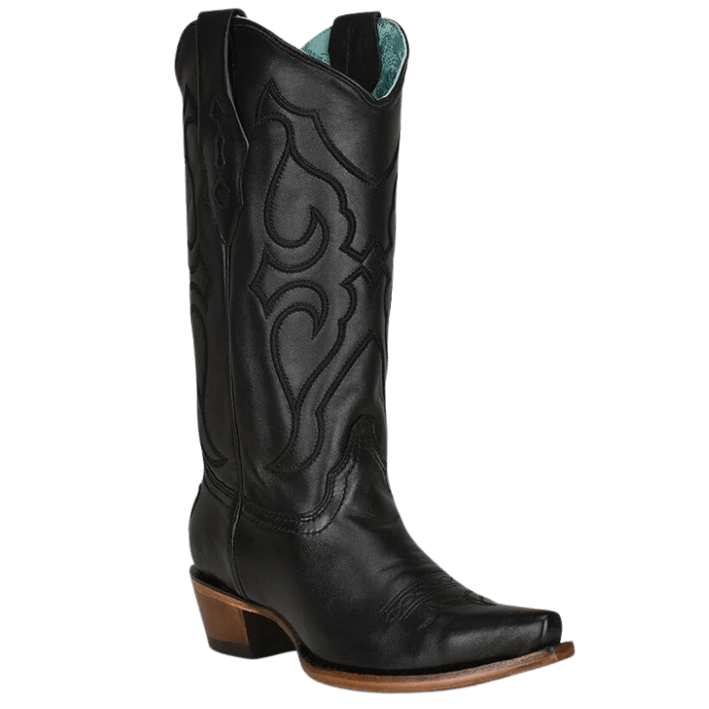 CORRAL BOOTS Boots Corral Women's Black Matching Stitch Pattern & Inlay Snip Toe Western Boots Z5072