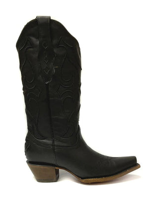 CORRAL BOOTS Boots Corral Women's Black Matching Stitch Pattern & Inlay Snip Toe Western Boots Z5072