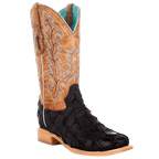 CORRAL BOOTS Boots Corral Women's Black/Sand Pirarucu Arapaima Square Toe Exotic Western Boots A4204