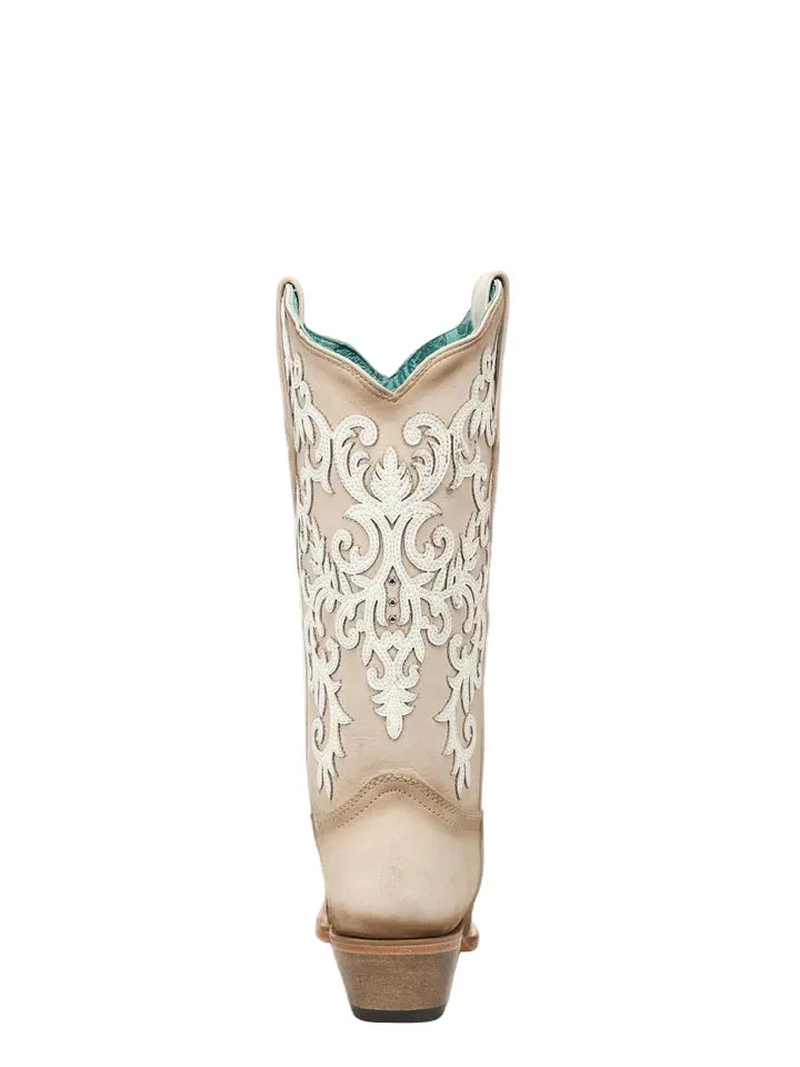 CORRAL BOOTS Boots Corral Women's Bone Overlay & Embroidered Snip Toe Wester Boots A5070