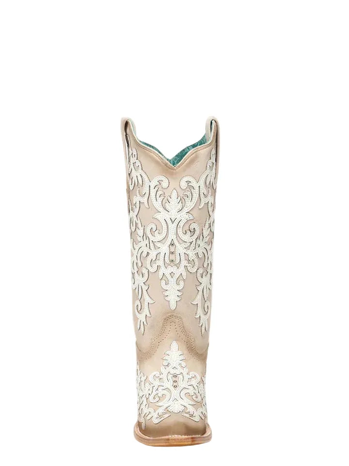 CORRAL BOOTS Boots Corral Women's Bone Overlay & Embroidered Snip Toe Wester Boots A5070
