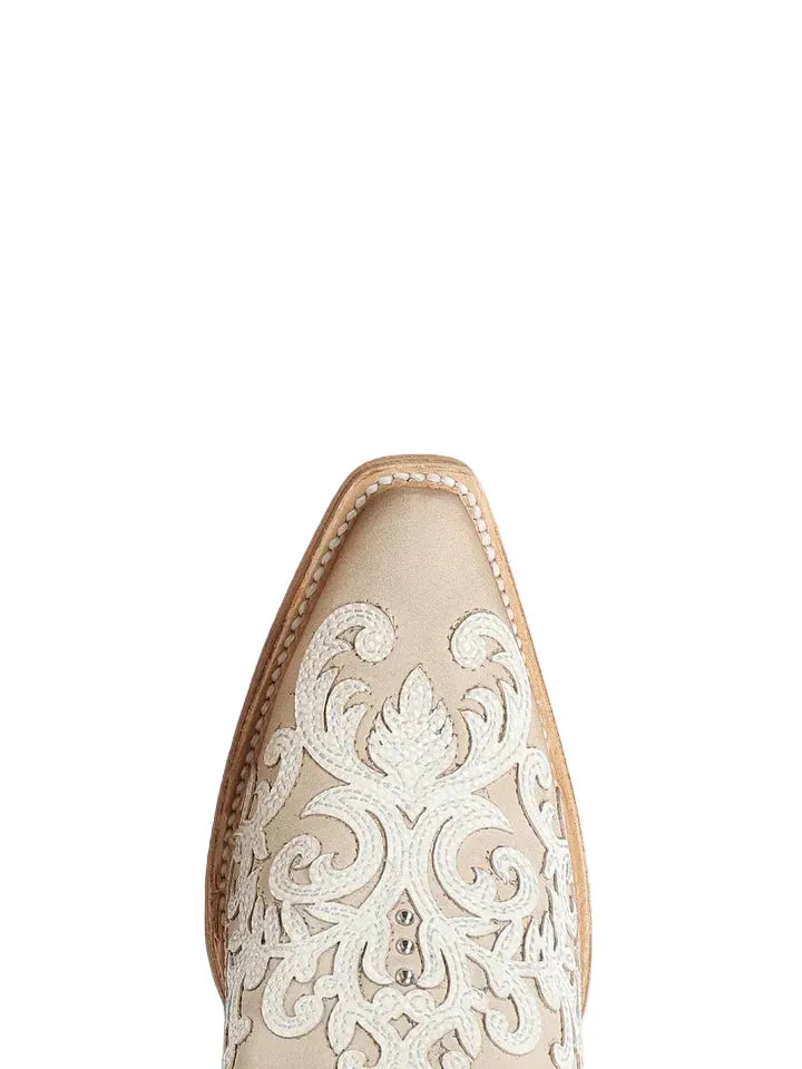 CORRAL BOOTS Boots Corral Women's Bone Overlay & Embroidered Snip Toe Wester Boots A5070