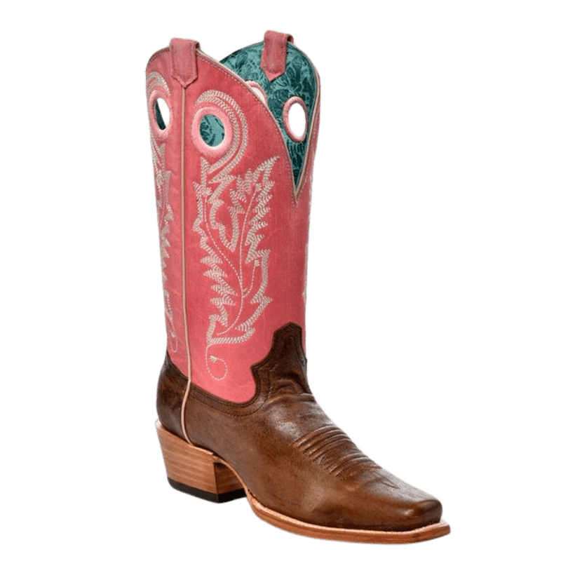 CORRAL BOOTS Boots Corral Women's Brown/Pink Embroidery Square Toe Western Boots A4459
