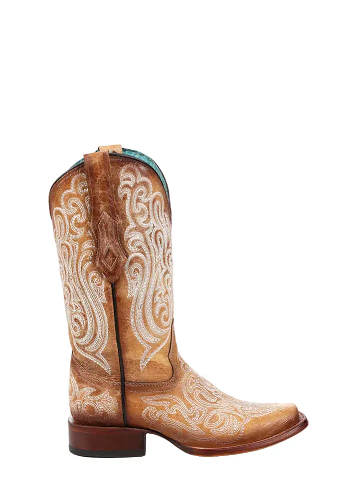 CORRAL BOOTS Boots Corral Women's Camel Luminescent Embroidery Straw Western Boots A4580
