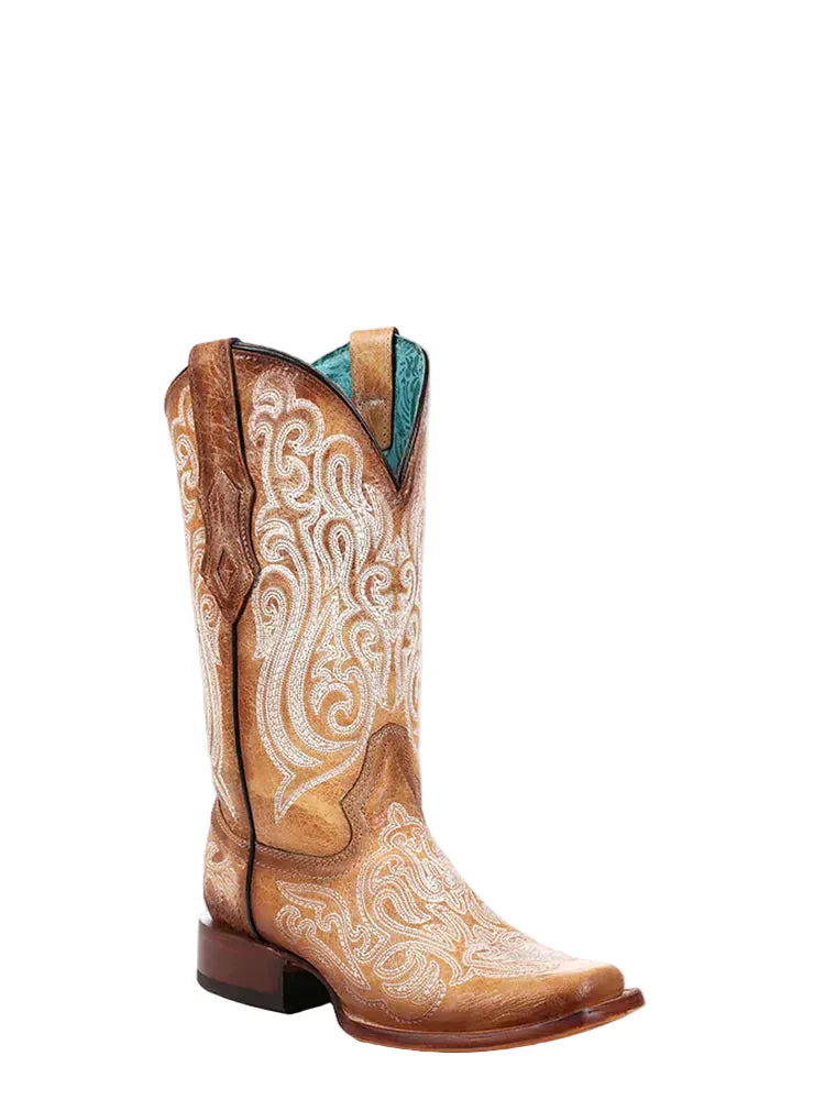 CORRAL BOOTS Boots Corral Women's Camel Luminescent Embroidery Straw Western Boots A4580