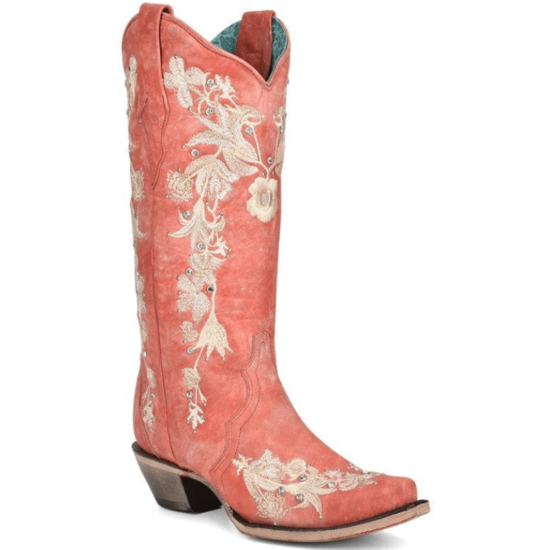 CORRAL BOOTS Boots Corral Women's Coral Flower Embroidery Crystal Stud Cowgirl Boots A4238