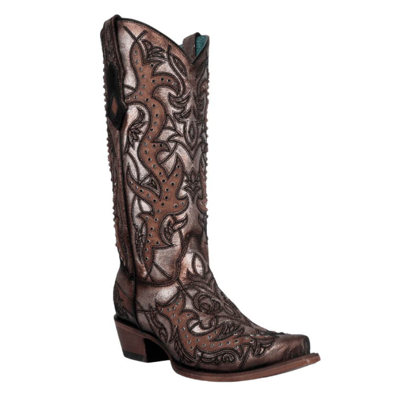 CORRAL BOOTS Boots Corral Women's Golden Embroidery & Crystals Snip Toe Western Boots C4041
