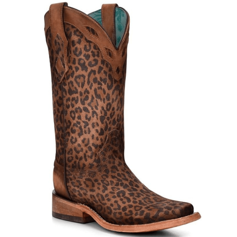CORRAL BOOTS Boots Corral Women's Leopard Print w/ Overlay Collar Western Boots C3788
