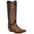 CORRAL BOOTS Boots Corral Women's Maple Brown Embroidery & Studs Snip Toe Western Boots C3972