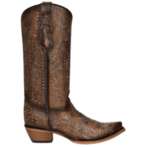 CORRAL BOOTS Boots Corral Women's Maple Brown Embroidery & Studs Snip Toe Western Boots C3972