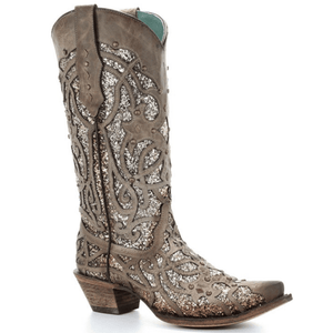 CORRAL BOOTS Boots Corral Women’s Orix Glittered Inlay And Studs Brown Fashion Boot C3331