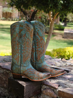 CORRAL BOOTS Boots Corral Women's Vintage Worn Turquoise Snip Toe Western Boots Z5345