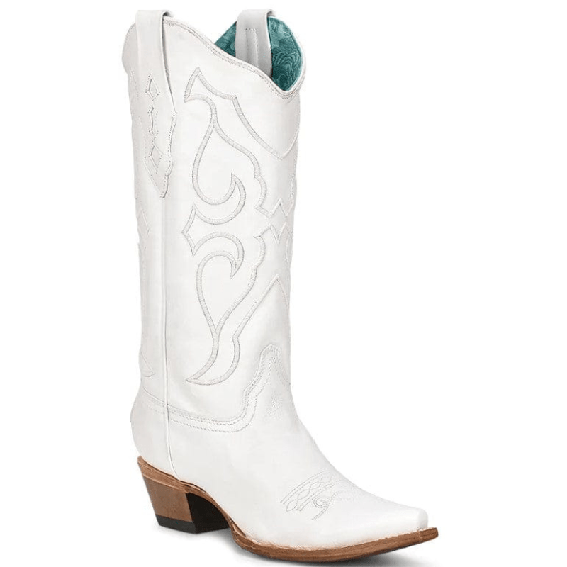 CORRAL BOOTS Boots Corral Women's White Embroidered Tall Snip Toe Western Boots Z5046