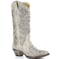 CORRAL BOOTS Boots Corral Women's White Leather Glitter Inlay Cowgirl Boots A3322