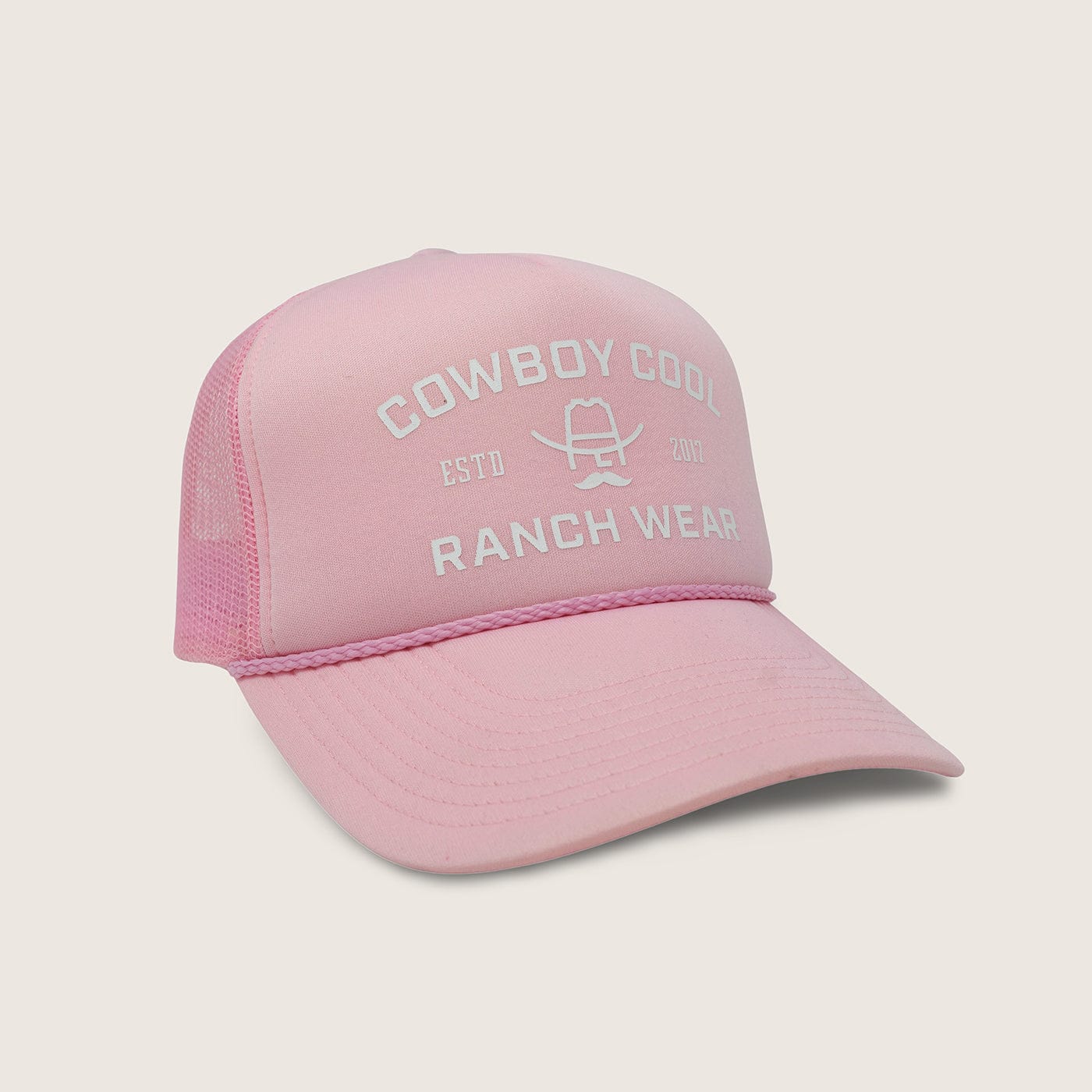 Cowboy Cool Trucker Hats Pink Ranch Hand Foam Trucker Hat