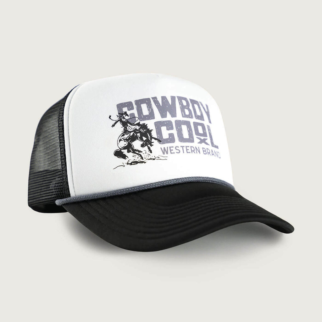 Cowboy Cool Trucker Hats White Buckaroo Showdown Foam Trucker Hat