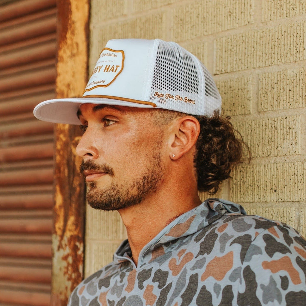 Cowboy Revolution Apparel Co. Hats One Size Fits Most “Cowboy Hat” Cowboy Revolution White Trucker Patch Hat