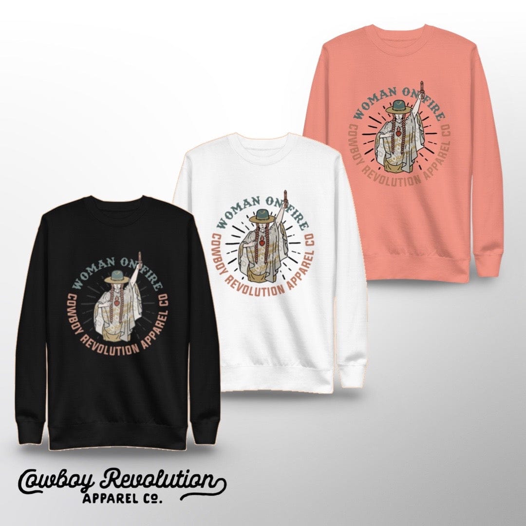 Cowboy Revolution Apparel Co. Outerwear "Woman On Fire" Cowboy Revolution Unisex Premium Sweatshirt