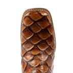 Cowtown Boots Boots Cowtown Men's Brown Cowhide Fish Print Western Boots Q156