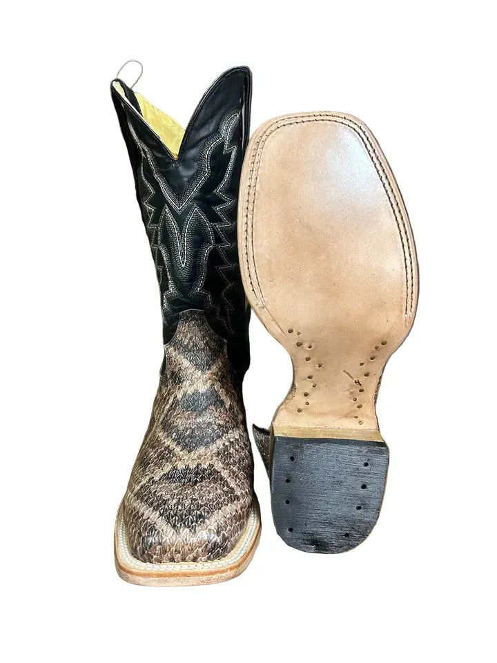 Cowtown Boots Boots Cowtown Men's Brown Cowhide Rattlesnake Print Western Boots Q6715