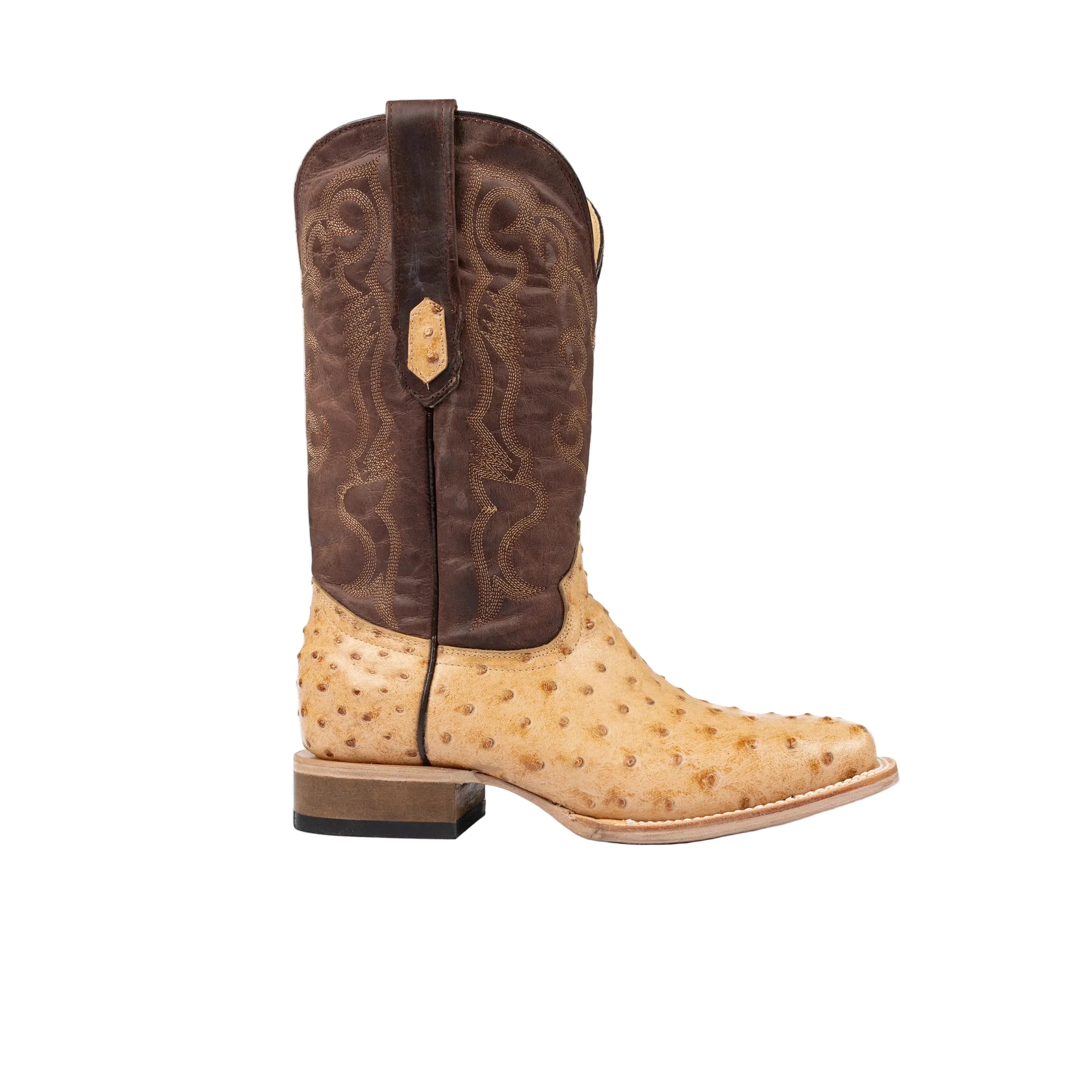 Cowtown Boots Boots Cowtown Men's Oryx Tan Cowhide Ostrich Print Western Boots Q6077