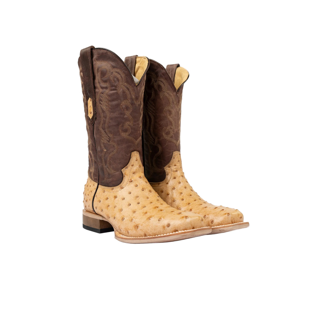Cowtown Boots Boots Cowtown Men's Oryx Tan Cowhide Ostrich Print Western Boots Q6077