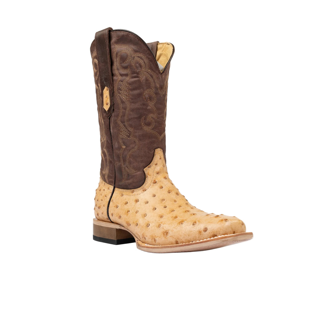 Cowtown Boots Boots Cowtown Men's Oryx Tan Cowhide Ostrich Print Western Boots Q6077