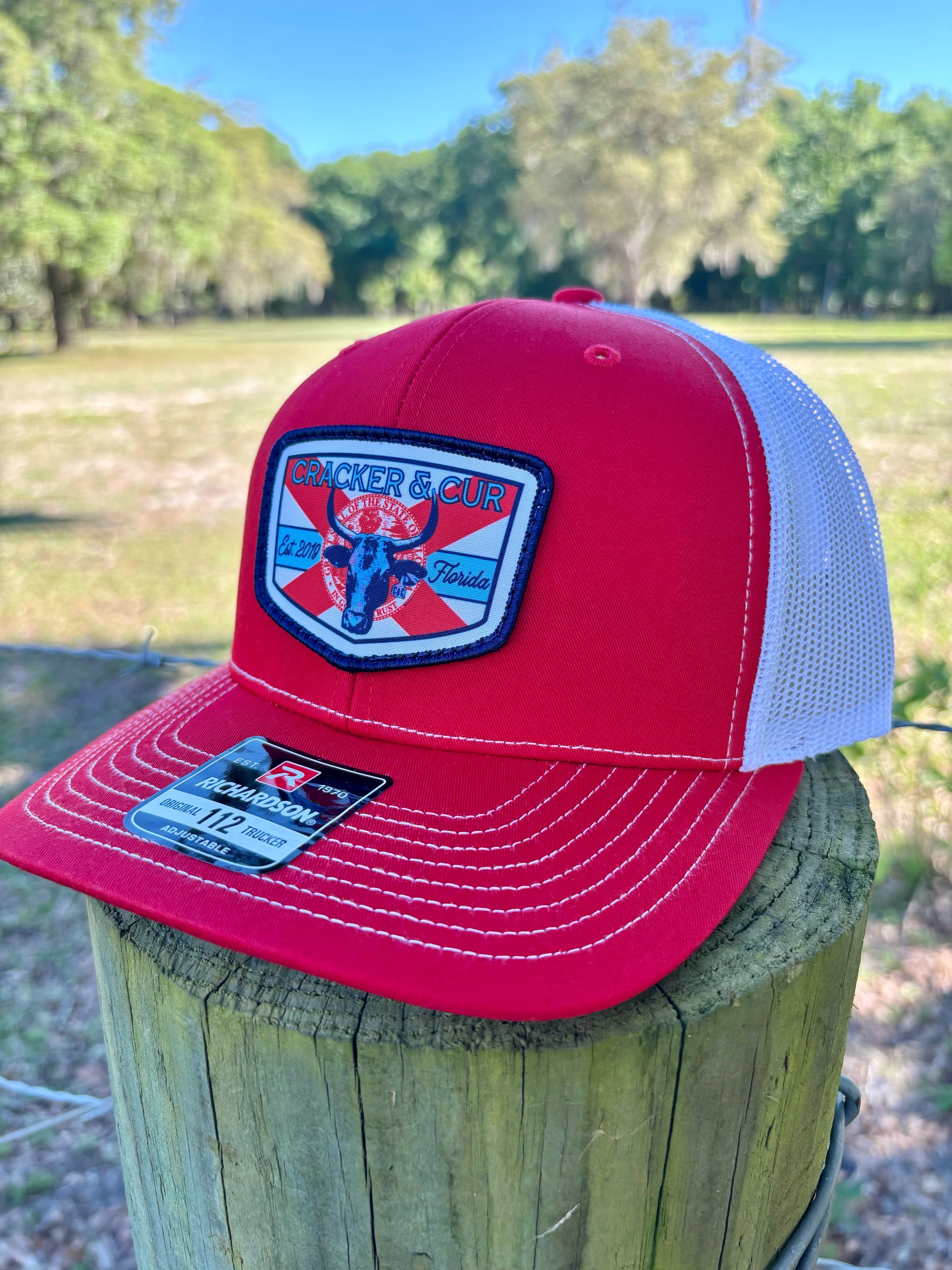 Cracker and Cur hat Florida Cattle Patch Hat - Red/White
