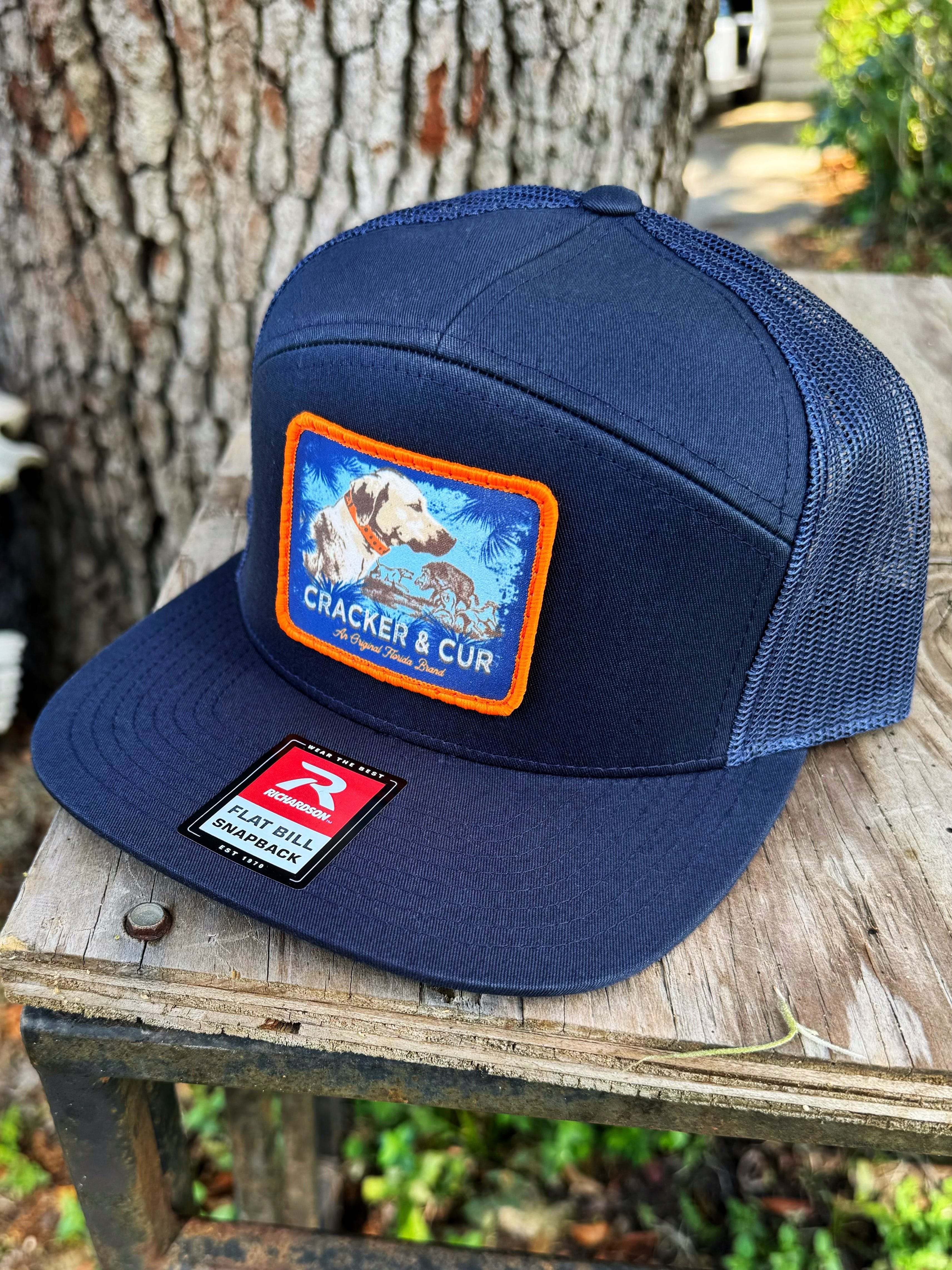 Cracker and Cur hat Florida Cur Patch Hat - Navy 7 Panel Flat