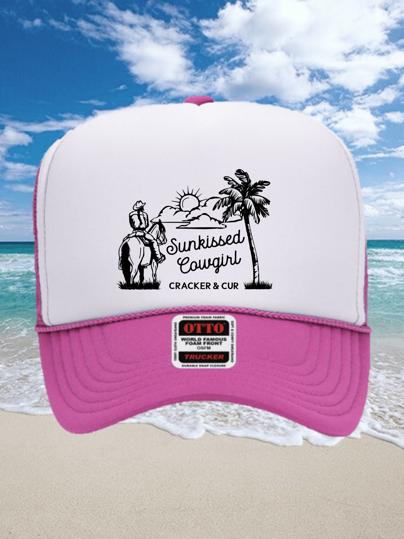 Cracker and Cur hat Sunkissed Cowgirl Foam Trucker Hat- Hot Pink
