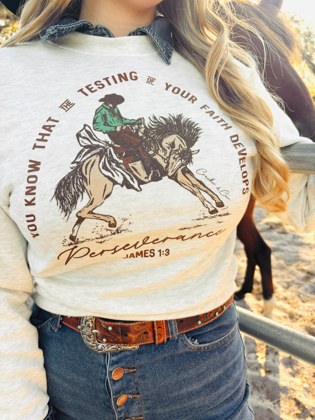 Cracker and Cur outerwear Perseverance Crewneck Sweatshirt- Oatmeal