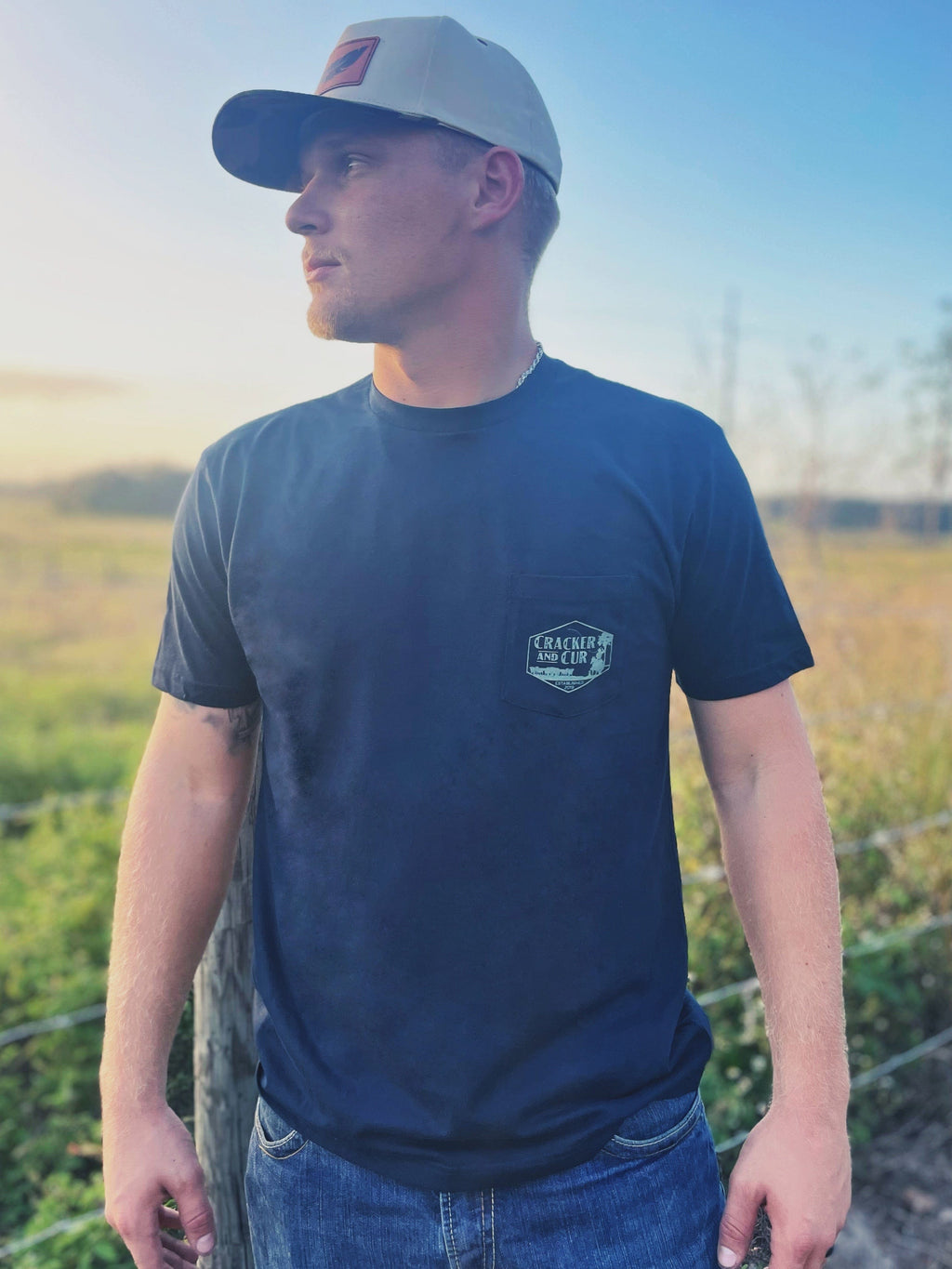 Cracker and Cur shirt Florida Western Pocket- Midnight Navy