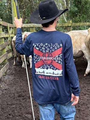 Cracker and Cur Shirts Florida Brands Long Sleeve- Midnight Navy