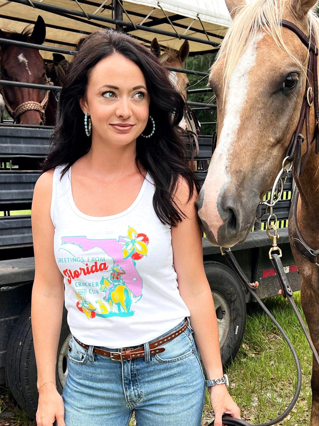 Cracker and Cur Shirts Florida Rue Tank- White