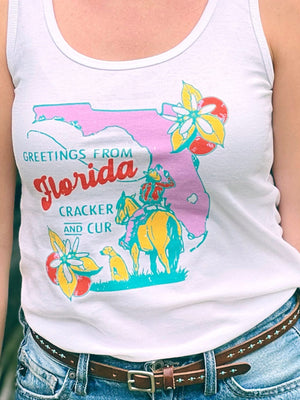 Cracker and Cur Shirts Florida Rue Tank- White