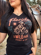 Cracker and Cur Shirts Wild Ride V-Neck- Black