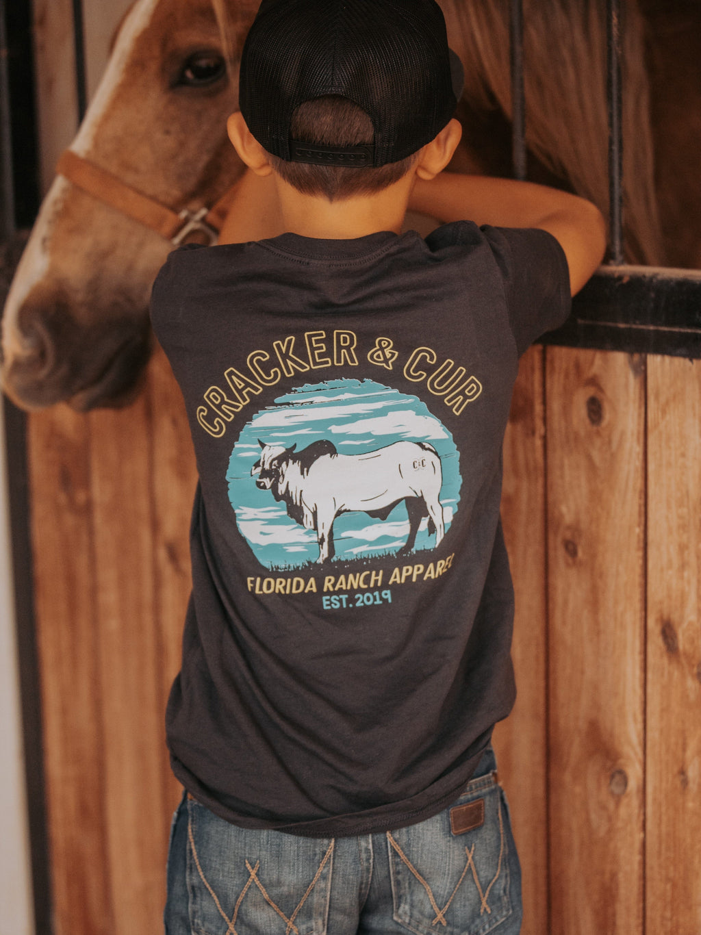 Cracker and Cur Shirts Youth Neon Lights- Dark Grey