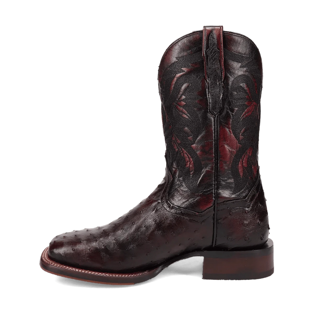 DAN POST Boots Dan Post Men's Black Cherry Alamosa Ostrich Exotic Western Boots DP5012