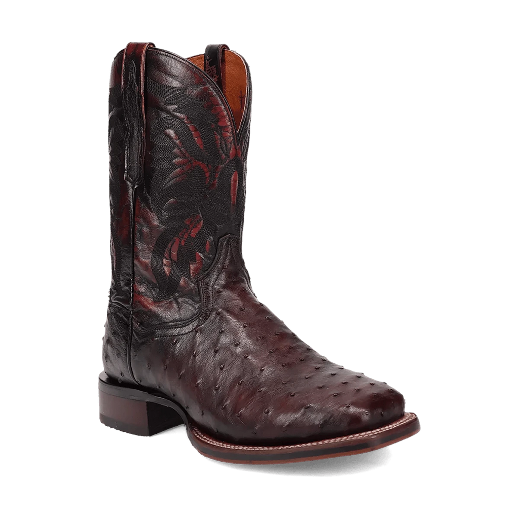 DAN POST Boots Dan Post Men's Black Cherry Alamosa Ostrich Exotic Western Boots DP5012