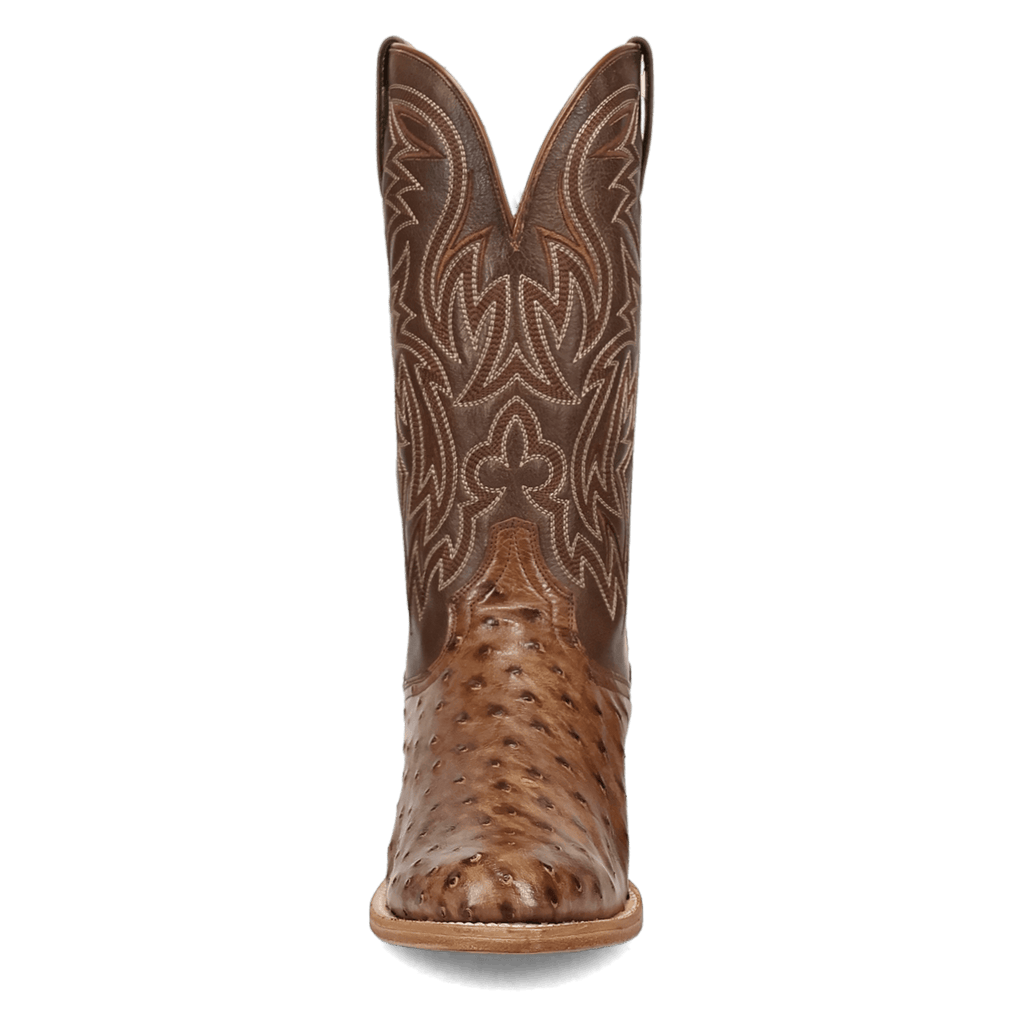 DAN POST Boots Dan Post Men's Brown Gauge Full Quill Ostrich Exotic Western Boots DP7130