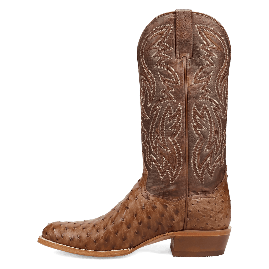 DAN POST Boots Dan Post Men's Brown Gauge Full Quill Ostrich Exotic Western Boots DP7130