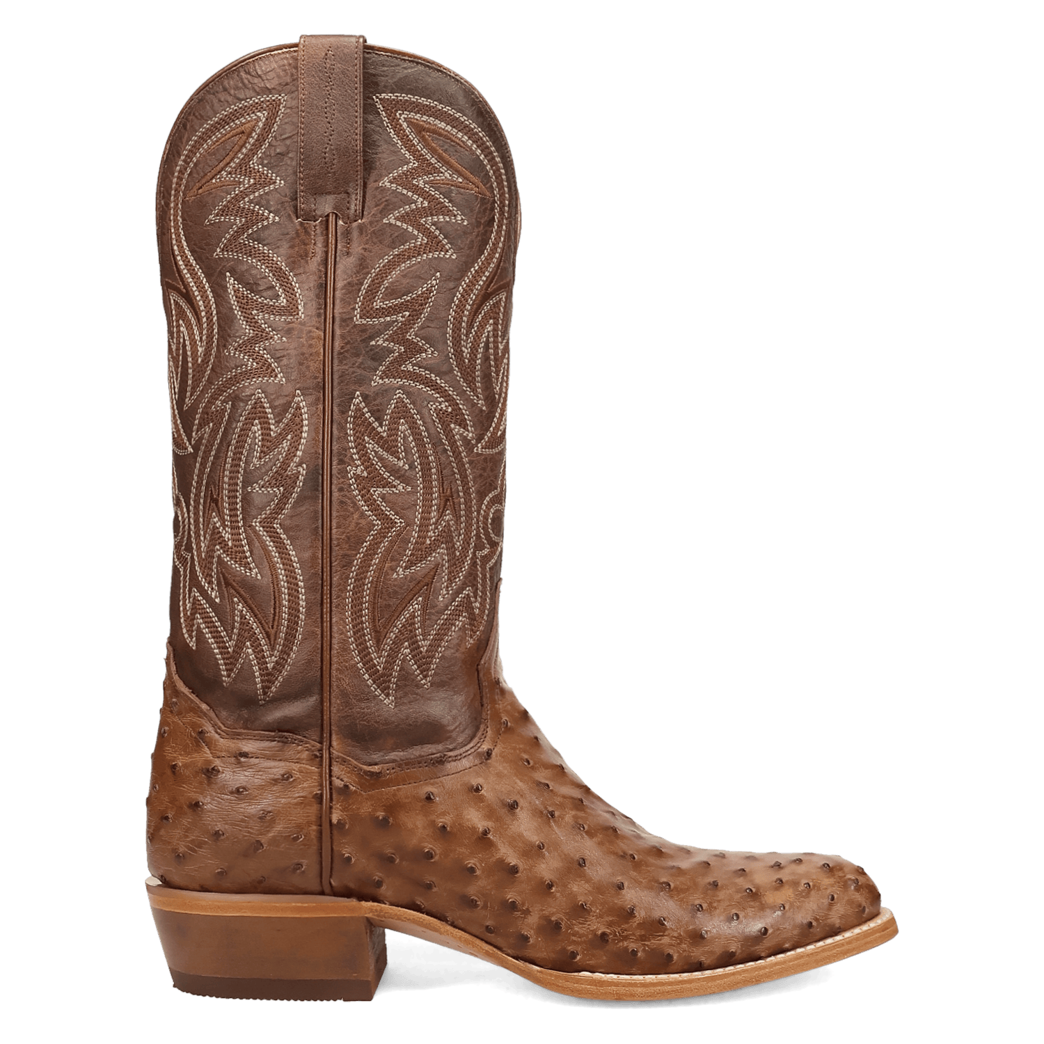 DAN POST Boots Dan Post Men's Brown Gauge Full Quill Ostrich Exotic Western Boots DP7130