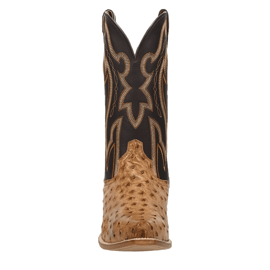 DAN POST Boots Dan Post Men's Tan Grit Full Quill Ostrich Exotic Boots DP7121